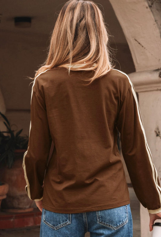 Brown Varsity Stripped Long Sleeve